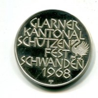 Svizzera, medaglia 1968 "Glarner Kantonal Schutzen Fest Schwanden", diametro 33mm, gr.15,10