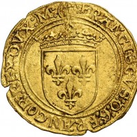 Milano, Francesco I (1515-1522): scudo d'oro del sole (MIR#260; Friedberg#707; Crippa#2), grammi 3.39, Acquistato da Mario Ratto nel 1963