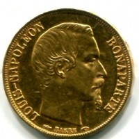 Francia, Napoleone III (1852-1870): 20 franchi 1852-A (Gadoury#1061)
