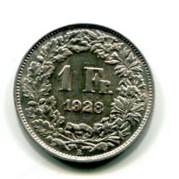 Svizzera, Confederazione: 1 franco 1928

