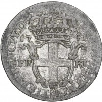 Carlo Emanuele III (1730-1773): 5 soldi 1741, II tipo (MIR#935a; Biaggi 800a; Simonetti 22), grammi 4.24, mm 24.5