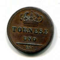 Napoli, Ferdinando II (1830-1859): 1 tornese 1851 (Gigante#295)