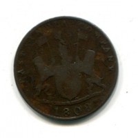 India Britannica, East India Company (1665-1858): 10 cash 1808 "Madras" (KM#319)