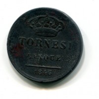 Napoli, Ferdinando II (1830-1859): 5 tornesi 1846 (Gigante#222)