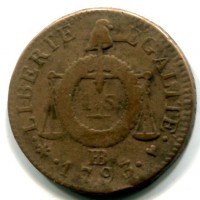 Francia, Convention (1792-1795): 1 soldo "A' La Balance" 1793-BB (Gadoury#20)
