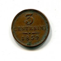 Venezia, Francesco Giuseppe (1848-1866): 3 centesimi 1852 (Gigante#36)
