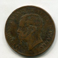 Vittorio Emanuele II (1861-1878): 5 cent. 1861-Bo (Gigante#101), colpi, ondulato