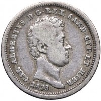 Carlo Alberto (1831-1849): 25 centesimi 1833-To (Gigante#156)