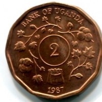 Uganda: 2 scellini 1987 (KM#28)
