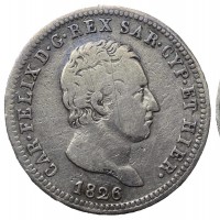 Carlo Felice (1821-1831): 2 lire 1826-Genova (Gigante#59)