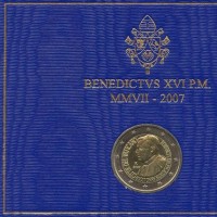 Vaticano 2007: 2 euro commemorativi "80° Genetliaco di Benedetto XVI"