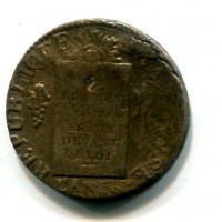 Francia, Convention (1792-1795): 1 soldo "A' La Balance" 1793-W (Gadoury#19), graffi
