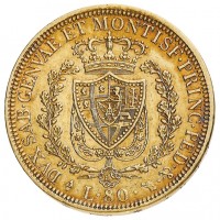 Carlo Felice (1821-1831): 80 lire 1828-To (Gigante#9), delicata patina rossa