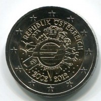 Austria 2012: 2 euro commemorativo "Decennale dell'Euro"