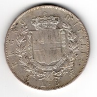 Vittorio Emanuele II (1861-1878): 5 lire 1874-Mi (Gigante#48)
