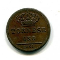 Napoli, Ferdinando II (1830-1859): 1 tornese 1851 (Gigante#300)