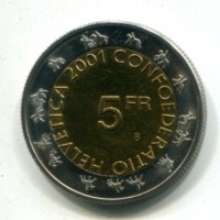 Svizzera, Confederazione: 5 franchi 2001 "Zurcher Sechselauten"

