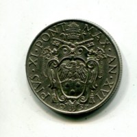 Vaticano, Pio XI (1929-1938): 1 lira 1937-XVI (Gigante#46)