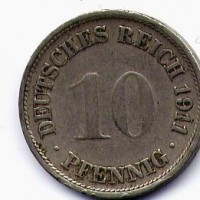Germania, Guglielmo II (1888-1918): 10 pfennig 1911-F (KM#12)