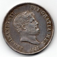 Napoli, Ferdinando II (1830-1859): piastra 1857 "Aquile Capovolte" (Gigante#88a)

