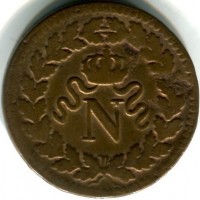 Francia, Napoleone I (1799-1814): 10 cent. 1814-BB (Gadoury#195b), difetto del tondello
