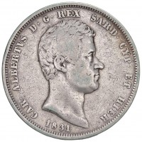 Carlo Alberto (1831-1849): 5 lire 1831-Ge (Gigante#53)