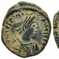 Giustiniano I (527-565 d.C.): pentanummo, zecca di Theoupolis (Sear#241; MIBE 141, DOC#268a), grammi 2.11, mm 17. Ex Numismatik Naumann, 146, lotto 1096