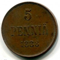 Finlandia, Alessandro III (1881-1894): 1 pennia 1888 (Bitkin#246)
