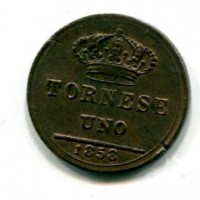 Napoli, Ferdinando II (1830-1859): 1 tornese 1858 (Gigante#301)