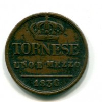 Napoli, Ferdinando II (1830-1859): 1 1/2 tornese 1836 (Gigante#267)