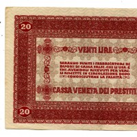 Cassa Veneta dei Prestiti: 20 lire 02/01/1918 (Gigante#CVP7a)