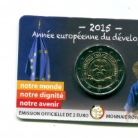 Belgio 2015: 2 euro "Anno Europeo dello Sviluppo" Coincard Ufficiale, versione francese
