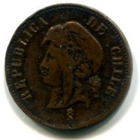 Cile: 2 1/2 centavos 1887 (KM#150), colpetti
