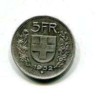 Svizzera, Confederazione: 5 franchi 1952