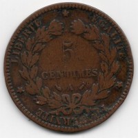 Francia, Terza Repubblica (1871-1940): 5 centesimi 1896-A "Fascio" (Gadoury#157a)
