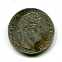 Francia, Luigi Filippo (1830-1848): 5 franchi 1847-A (Gadoury#678a)