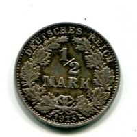 Germania, Guglielmo II (1888-1918): 1/2 marco 1915-J (KM#17)