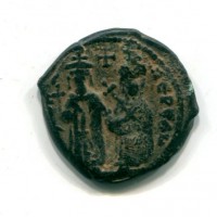 Focas (602-610 d.C.): follis con la moglie Leontia, zecca di Theoupolis=Antiochia (Sear#671)