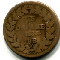Francia, Luigi XVIII (1815-1824): 10 cent. 1815-BB (Gadoury#196d)
