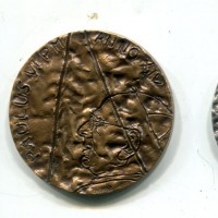 Giovanni Paolo II (1978-2005): dittico, medaglie annuali ANNO XIV "JUSTITIA et PAX", opus Antonio Manuel Silva, diametro 44 mm, grammi 55,22, argento e bronzo