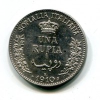 Somalia Italiana, Vittorio Emanuele III (1909-1925): 1 rupia 1910 (Gigante#1)
