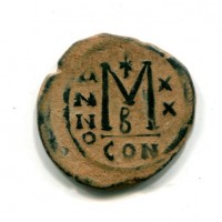 Maurizio Tiberio (582-602 d.C.): follis, zecca di Costantinopoli, anno 20° (Sear#495)