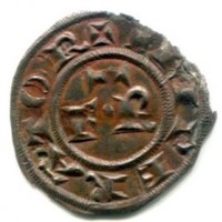 Messina, Federico II (1197-1250): denaro (MIR,31#90), forato
