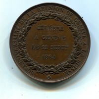 Svizzera, Ginevra: medaglia 1864 "50° Anniversario Ammissione della Confederazione" (Richter#594c),  opus A. Bovy, gr. 56,09.Diametro 47 mm.
