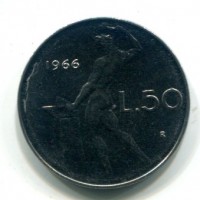 Repubblica Italiana (dal 1946): 50 lire 1966 "Vulcano" (Gigante#155)
