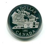 Canada, Elisabetta II (1952-2022): 1 dollaro 1981 "Treno" (KM#130)