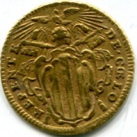 Roma, Benedetto XIV (1740-1758): zecchino 1742, gr. 3,40 (Muntoni#9a)
