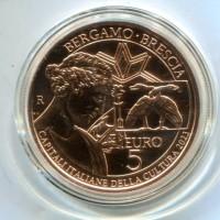 Italia 2023: 5 euro "Capitali della cultura: Bergamo e Brescia", nella confezione originale