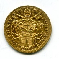 Roma, Clemente XIV (1769-1784): zecchino 1770-II (Muntoni#1a), gr. 3,40
