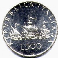 Repubblica Italiana (dal 1946): 500 lire 1969 "Caravelle" (Gigante#17), da confezione zecca